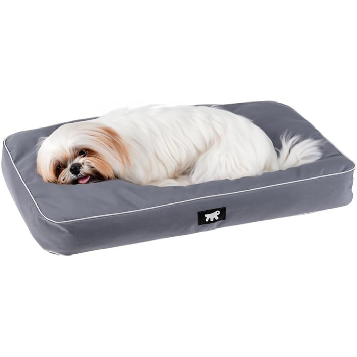 Ортопедичний лежак для собак Ferplast Polo - лежак для собак та котів, 80 x 50 x 8 см, сірий, знімний наповнювач, миючий, стійкий до подряпин