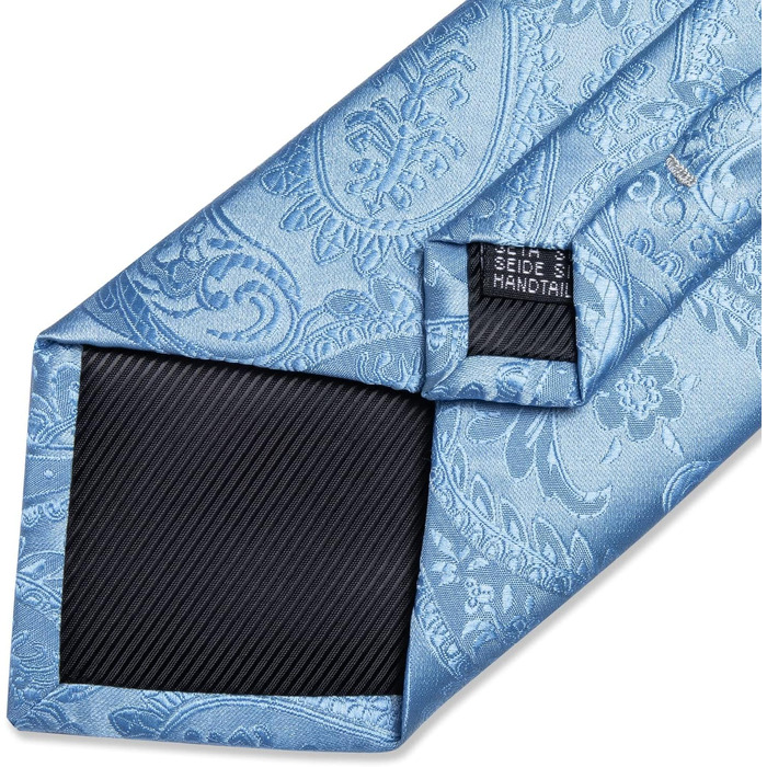 Набір краваток DiBanGu для чоловіків: візерунок пає, краватка, кишеньковий хустинка, краваткові застібки, для весілля та ділових зустрічей (небесно-блакитний 7902)
