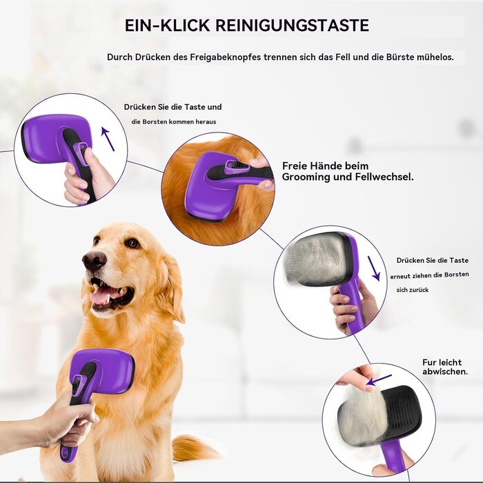 Щітка для собак і котів – самоочисна, легка в очищенні, зменшує випадання шерсті, видаляє волосся. Підходить для великих, середніх та малих тварин з довгою та короткою шерстю. Зелена (фіолетова, 3 шт. НОВІ)