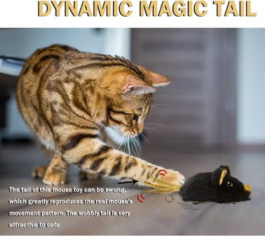 Interactive cat toy for indoor cats, rechargeable automatic moving mouse cat toy with squeak sound, smart electric mouse cat toys.