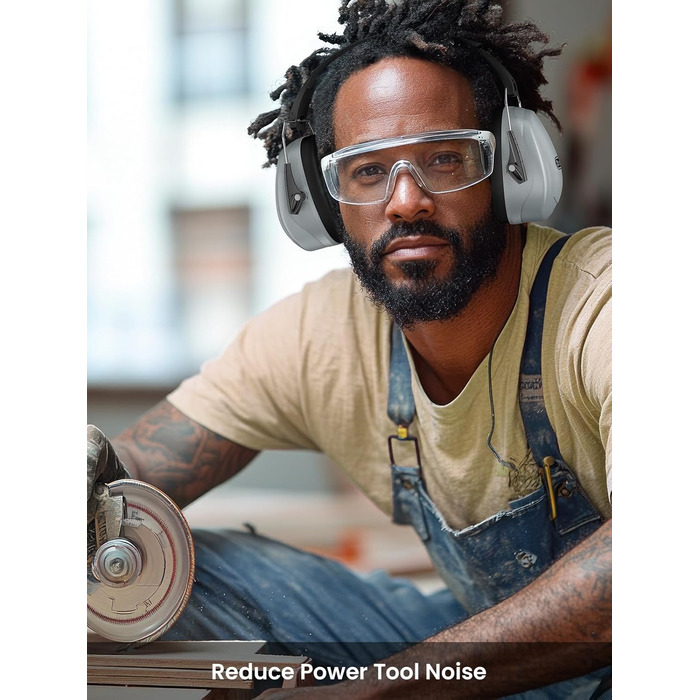 Захисні навушники Dr.meter SNR 31dB, наголов'я, регульовані, комфортні для дорослих, складаються, шумоізоляція для будівництва, саду (сірі)