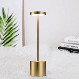 LED акумуляторна настільна лампа бездротова, 5000mAh, USB-зарядка, регулювання яскравості, 3 режими кольору, для відпочинку на вулиці, нічника, обіднього столу, балкону – (бронза)