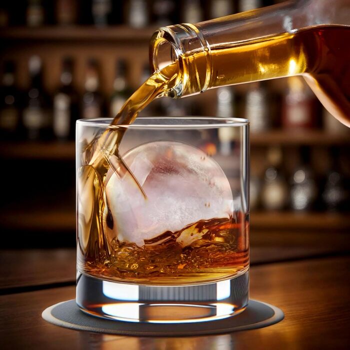 MIFXIN Silicone Ice Cube Mold Set, spherical ice cube mold, whiskey ice ball maker, reusable, transparent, for whiskey, cocktails, cold drinks (4 large balls)