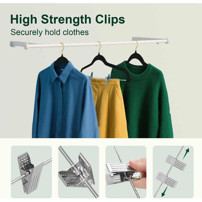 Набір вішалок для штанів Stormix 24 шт., 42 см, з кліпсами, неслизькі, для штанів, спідниць, суконь, курток, пальто (рожево-золоті гачки)