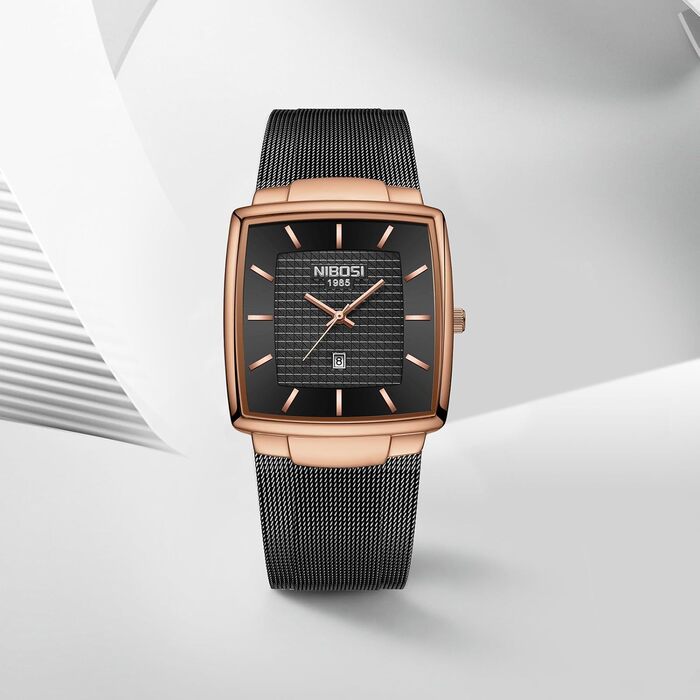 Годинник чоловічий NIBOSI 2613-чорне золото: стильні кварцові годинники з датою та міцним сталевим браслетом