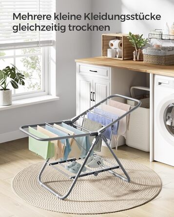 SONGMICS Сушарка для білизни складна, металева, 2-х крила, 44 x 101 x 54 см, білий (Taubengrau)