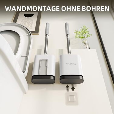 Набір для чищення унітазу ASOBEAGE: силіконова щітка, нержавіюча сталь, кріплення на стіну, швидке висихання, чорний (4 шт., 1 упаковка)