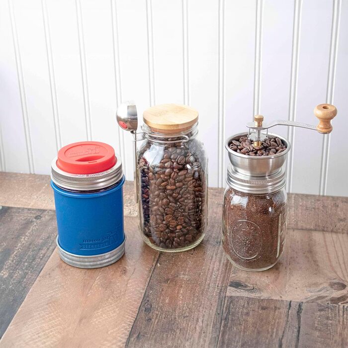 Кришка для кавомолки Mason Jar Lifestyle – меліть каву та спеції безпосередньо в банки Mason – підходить для банок з широким горлом – нержавіюча сталь, довговічне виконання