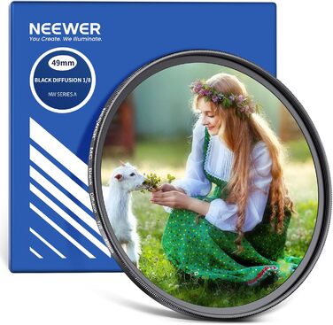 Фільтр NEEWER Black Diffusion 1/4 - м'який ефект, кінематографічний вигляд, для відеозйомки та портретів (49mm)