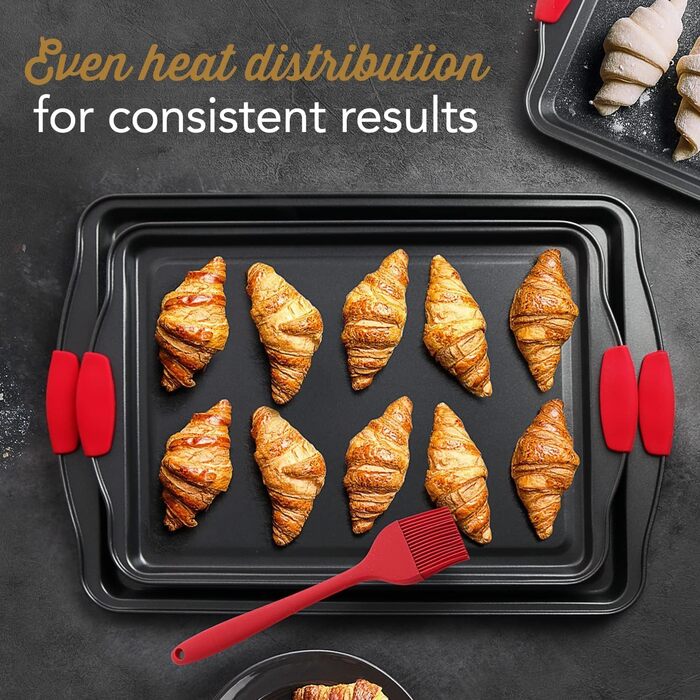 Набір форм для випічки 39 шт. Преміум якість, антипригарне покриття, BPA-free, для кексів, печива, пирогів, сталеві листи для випічки, форми для мафінів, набір кухонного приладдя (3 шт., чорний)