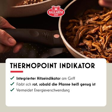 Набір сковорідок BALLARINI Ledro (24 см + 28 см), алюміній, бежевий, індукційні, з антипригарним покриттям Keramik, Thermopoint, Made in Italy
