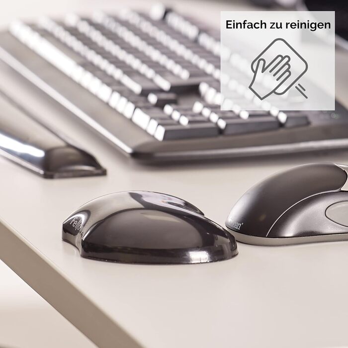 Підставка для зап'ястя Fellowes Crystals - гнучка, з гелевою наповнювачем - компактна, для офісу, дому, в дорозі та геймінгу - миється - чорний колір