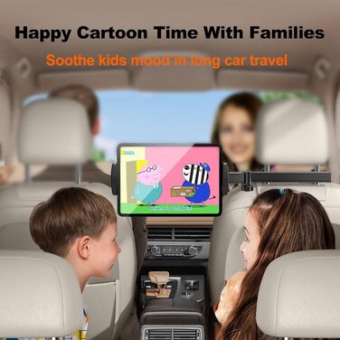 Тримач для планшета в авто, [алюмінієвий довгий кріплення] Тримач для планшету на підголівник авто, [надійно фіксується] Тримач для iPad в авто, чорний, H2