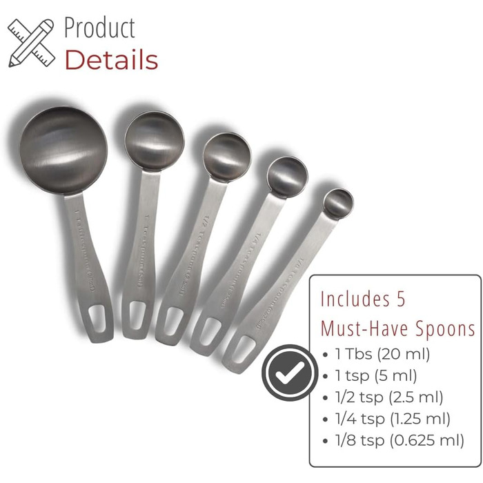 Hushåll's Stainless Steel Serving Spoon Set – 5-Piece, Durable, for Dry Foods, Spices, or Liquids