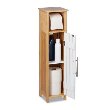 Relaxdays freestanding toilet paper holder, wood-look