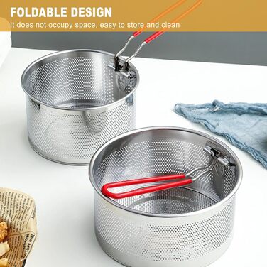 Корзина для фритюру з нержавіючої сталі, корзина для пасти, сито для приготування їжі (18 см)