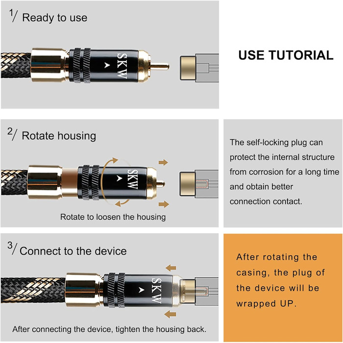Акустичні кабелі SKW для колонок Hi-Fi, пара (2 шт), 1.5м, з позолоченими роз'ємами «банан» та нейлоновим обплетенням