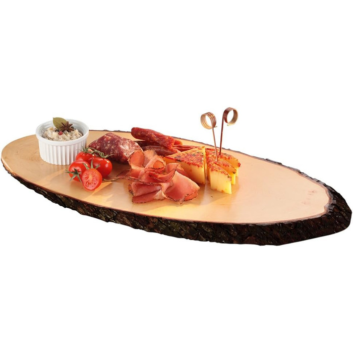 Batania Oval Serving Board, approximately 78-85 x 22-28cm, rustic serving board, cutting board, unique grain pattern, natural wood board for cheese, meat & bread, decorative, durable