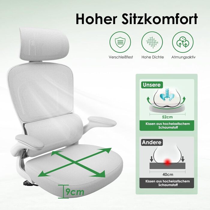 Ергономічне крісло для офісу Farini з регульованою підголовником, крісло для начальника, геймінгове крісло на коліщатках, сірий колір