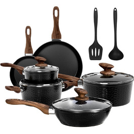 Набір посуду DishDelight 12-piece з гранітною керамікою, індукційний, чорний
