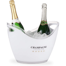 Relaxdays Champagne Cooler - 6L Premium Ice Bucket - White Drink Chiller for Parties