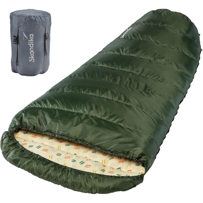 Спальний мішок Skandika Vegas XXL | Мультиспальник для дорослих, 3 сезони, до -12°C, 220x110 см, ковдраний/звичайна підкладка, для кемпінгу та подорожей