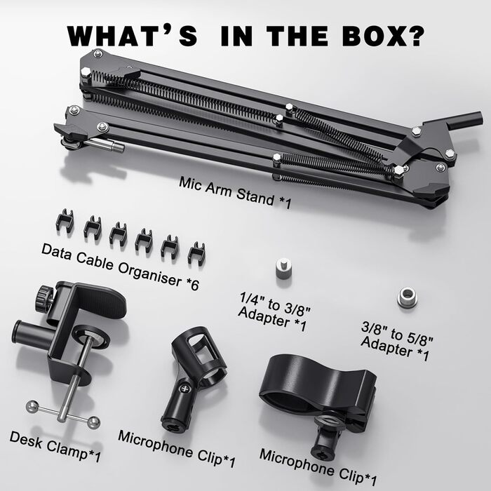 Кріплення для мікрофона на шарнірі, настільний тримач з клямкою, сумісний з 3/8' та 5/8' гвинтами, ідеально підходить для TikTok Live-трансляцій та співу