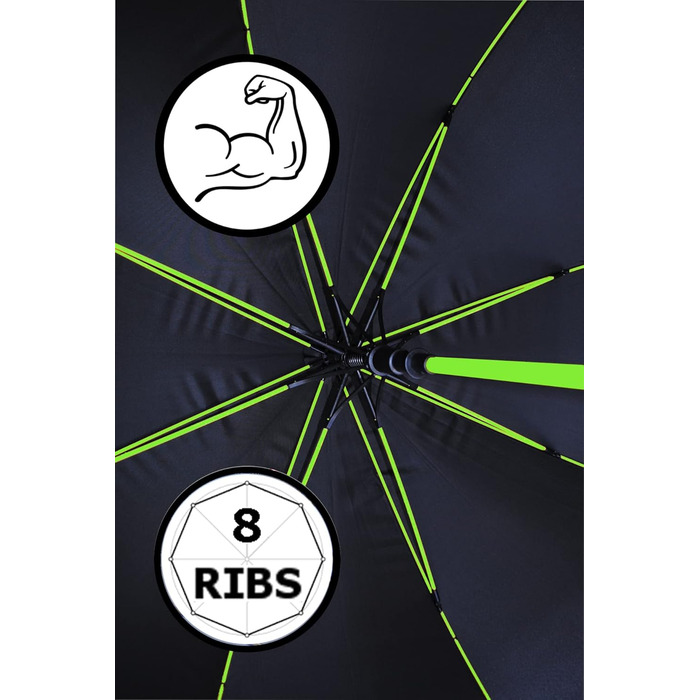 COLLAR AND CUFFS London XL Golf Umbrella - Windproof, Fiberglass Ribs - Automatic Open/Close - Red & Green - Large 154cm