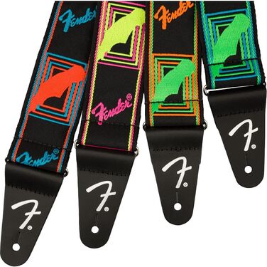Ремінь для гітари Fender Neon Monogram, синій/оранжевий