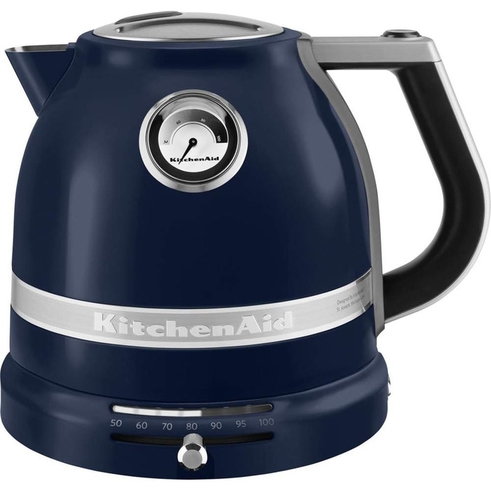 KitchenAid Kettle with Temperature Setting from 50 to 100°C | Tea Kettle with Scale Filter 1.5L | Electric 2400 Watt | Stainless Steel | Ink Blue 1.5 Liter Ink Blue