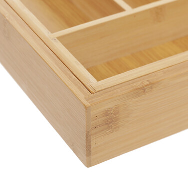 Relaxdays Bamboo Cutlery Box, Extendable