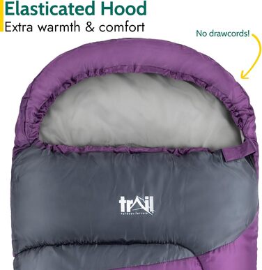 Дитячий спальний мішок Trail Mumienschlafsack для кемпінгу 3 сезони – 300gsm – для хлопчиків та дівчаток – фіолетовий