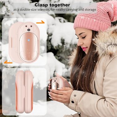 Електричні грілки для рук 6000mAh, 2 шт. – багаторазові, з USB-C, 3 режими нагріву, подарунок для жінок, чоловіків, дітей, катання на лижах, піших прогулянок (рожевий)