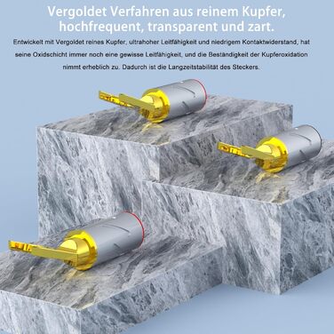 Набір позолочених роз’ємів-шпильок для акустичних кабелів Monosaudio SY1508G, чиста мідь, для кабелів 8-20AWG (до 4мм), 8 шт.