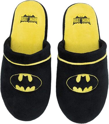 Тапочки Бетмен Funidelia для чоловіків, The Dark Knight, DC Comics. Розміри 42-45, чорні. Костюм супергероя, подарунок на Новий рік, день народження