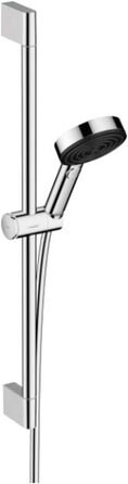 hansgrohe Pulsify Select S Shower Set, water-saving showerhead with hose and holder, adjustable, hand shower with 3 spray patterns (Relaxation), Mattweiß (Chrome, 0.65m Set, 3 spray patterns)
