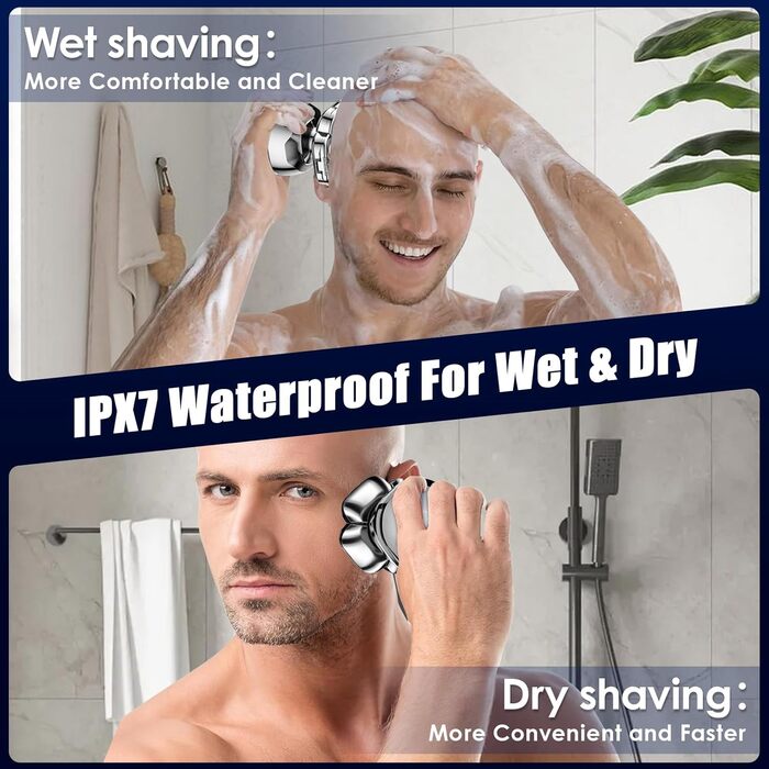 Електричний гостростример для голивної голови Glatzen, 6-в-1, з плаваючою насадкою 9D, IPX7 водонепроникний, LED дисплей, Type-C, для чоловіків