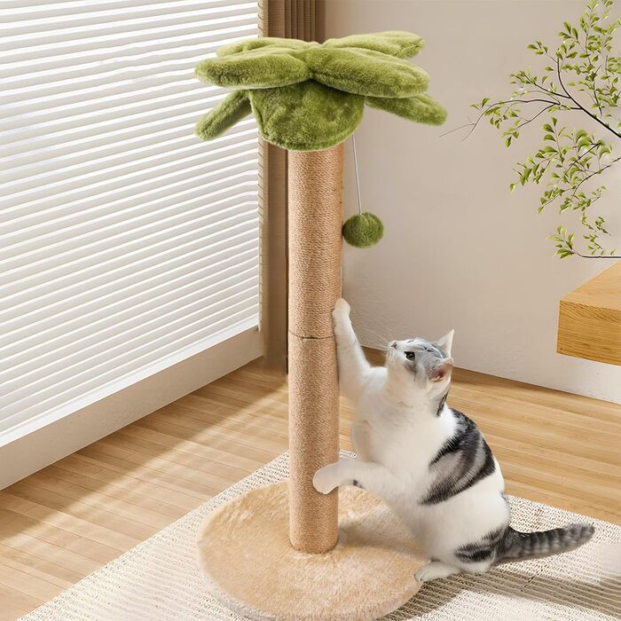 Cat Scratch Post, 86cm High Scratching Column with Hanging Ball, Natural Sisal Rope Scratch Tree for Large Cats and Kittens