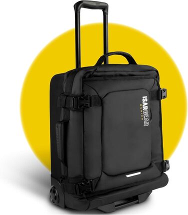 Чемодан ручної поклажі Isar Gear® з 2 колесами (50x35x20 см) - Легкий дорожній чемодан 20 літрів з тканини, ручний ролер, м'який кейс (Softcase) чорного кольору з колесами, висота 50 см