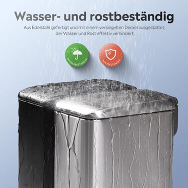 Відро для сміття WLIVE з нержавіючої сталі, 5л, з педальним механізмом та м'яким закриттям, для кухні, спальні, офісу, срібного кольору