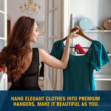 Вішалка для одягу Evolluxi Lotus з масивного дерева, для сорочок та жакетів, обертовий гачок, (Retro), горіх, 10 шт.