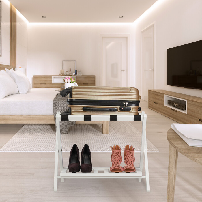 Relaxdays Folding Luggage Rack with 2 Shelves