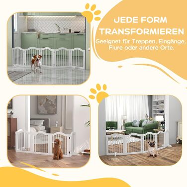 Парапет для собак PawHut, 5 секцій, 261.5 x 61 см, розкладний, з дверцятами, білий