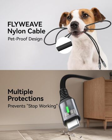 Кабель USB-C 100W з підтримкою PD3.0, 3м, чорний. Кабель USB-C для iPhone, Samsung, Pixel, iPad, MacBook. Нейлон, швидка зарядка