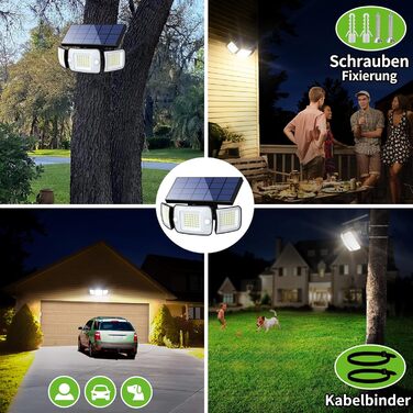 INTELAMP Solar Lights for Outdoors with Motion Sensor, 6000 mAh Solar Lights for Outdoors 108 LED Solar Lamp Outdoor Ideal for Terrace, Porch, Garage, Yard, Streets, IP65 Waterproof (2 Pack)