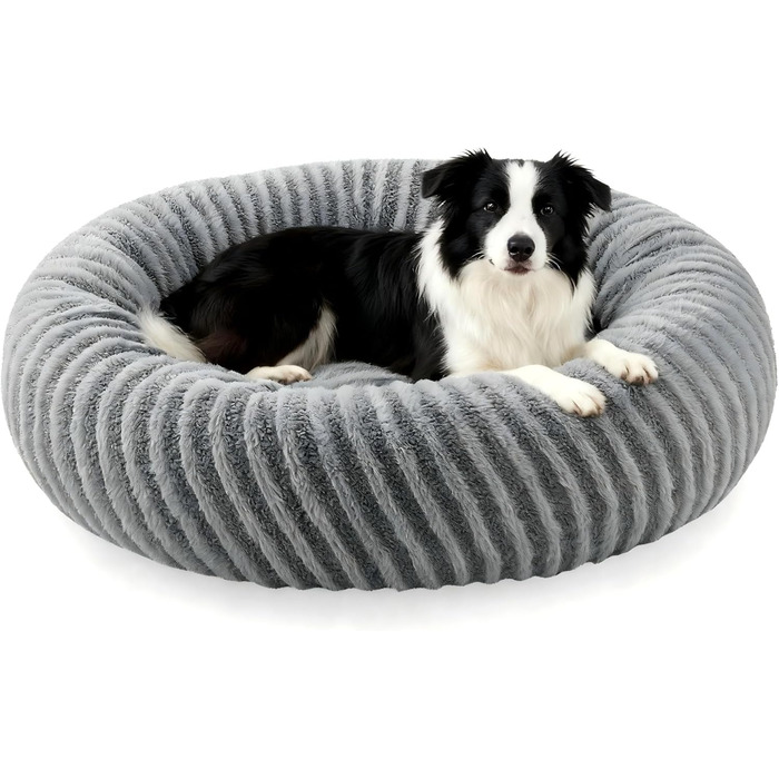 Кругле ліжко для собак середніх порід та котів, сіре. Зручне, миється, знімний кошик, наповнювач гранулят та Memory Foam, 76x76x20 см