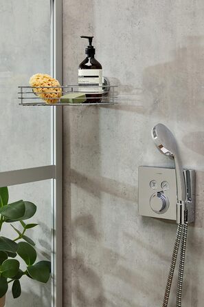WENKO Vacuum-Loc Corner Shelf Bari, Corner Wall Shelf, Mounting without Drilling with Vacuum, Chrome-plated Metal, 35 x 9 x 22.5 cm