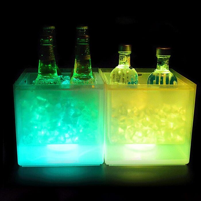 3.5L Ice Bucket LED, Colorful LED Ice Bucket for Bottles, Ice Bucket with Automatic Color Changing, For Parties, Homes, Bars, Clubs, Theme Restaurants, Can Freeze Red Wine, Juice, Beer