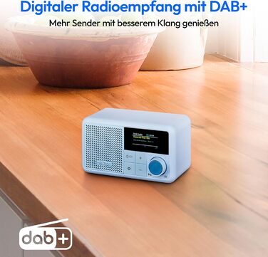 MEDION S66822 Портативне міні-радіо DAB+ з Bluetooth, акумулятор до 6,5 годин, кольоровий дисплей, телескопічна антена, таймер сну, будильник, AUX, USB-C, зелений (блакитний)