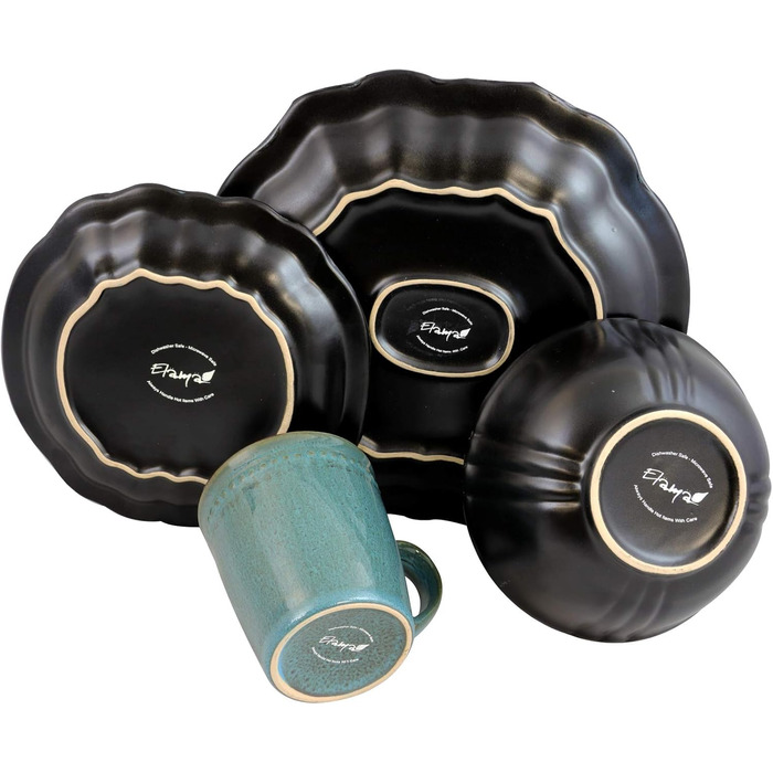 Набір посуду Elama, 16 предметів, смарагдово-зелений, кераміка (круглий, овальний)